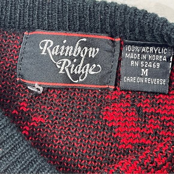 Rainbow Ridge Vintage 80s 90s Sweater Red Black Floral Medium - Picture 6 of 7